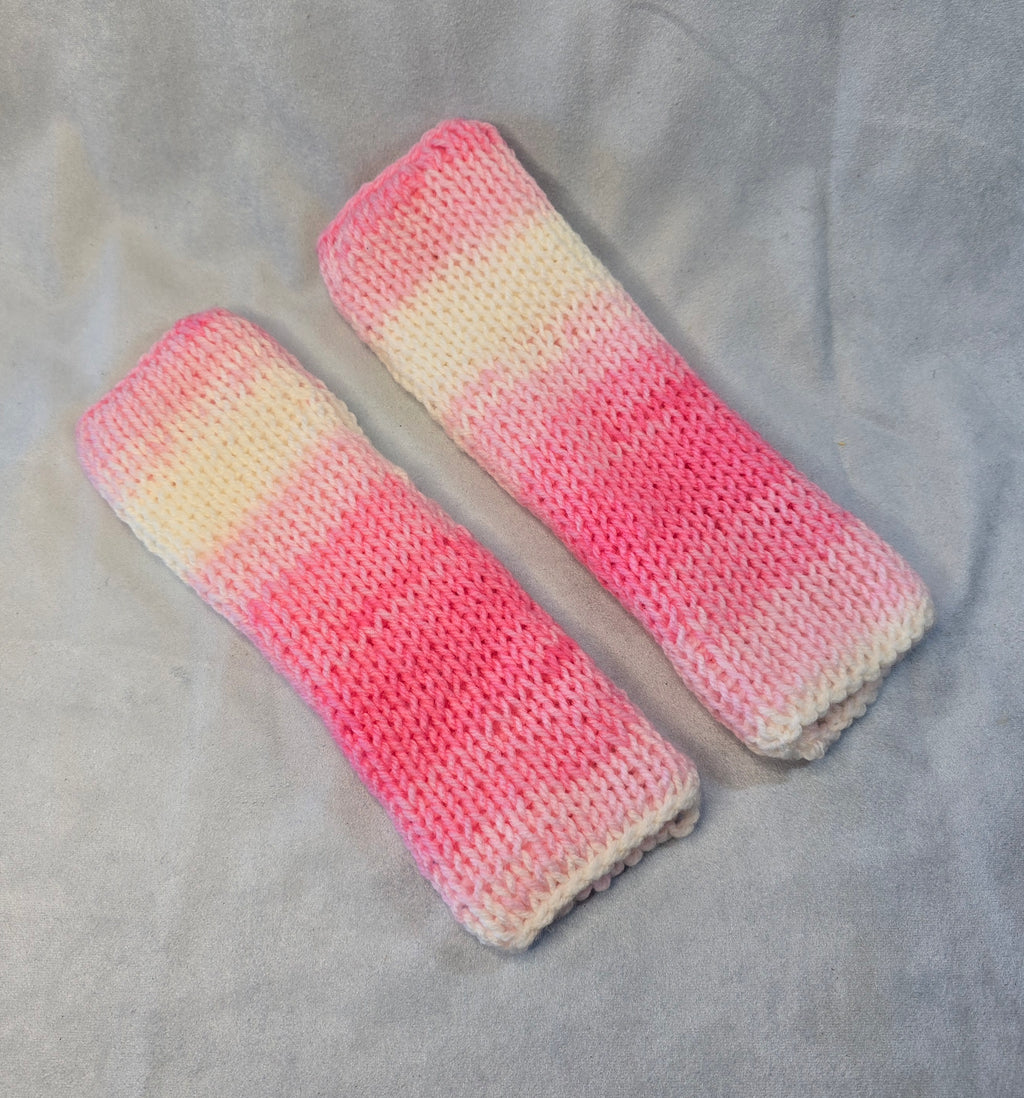 Fingerless Gloves Pink & White