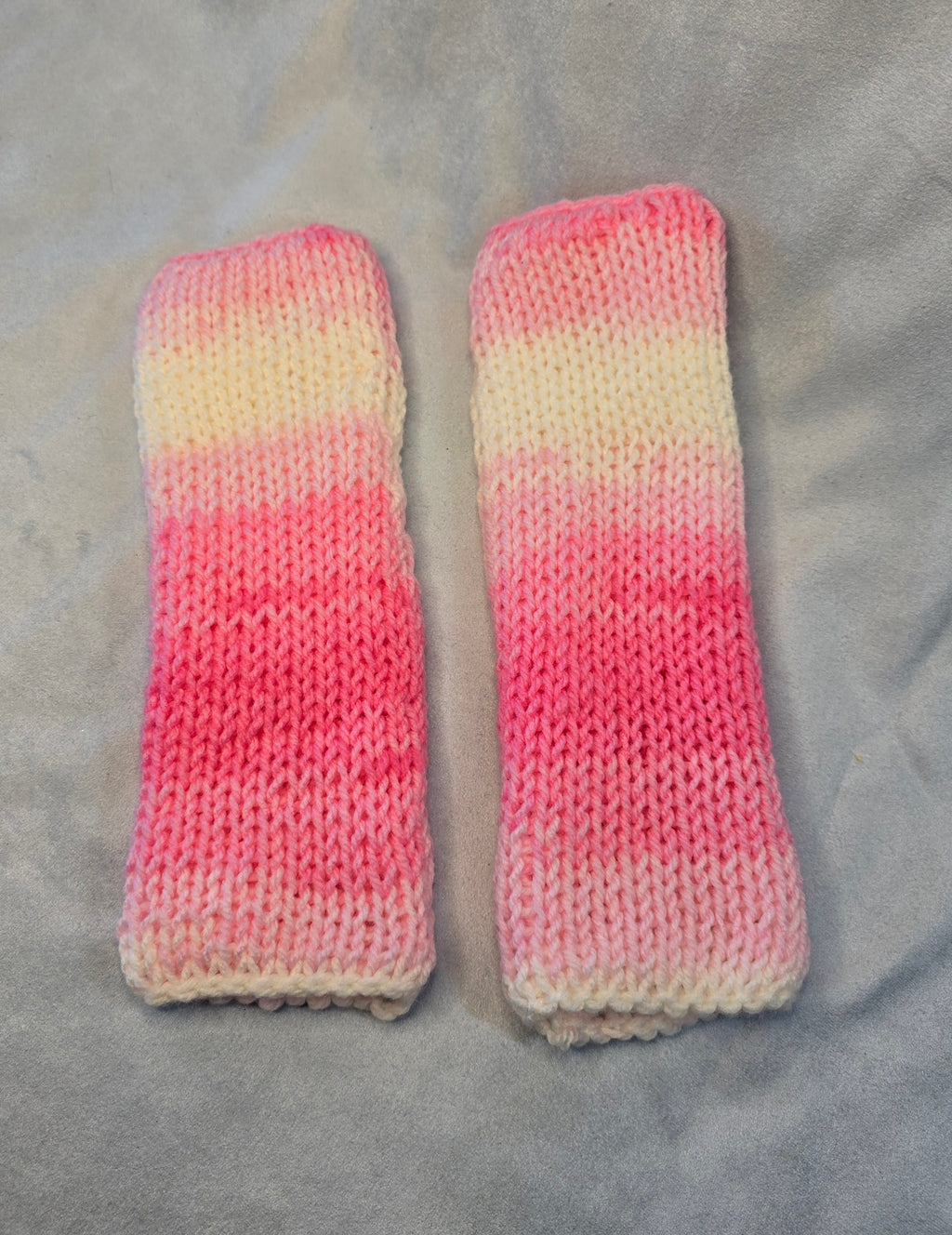 Fingerless Gloves Pink & White