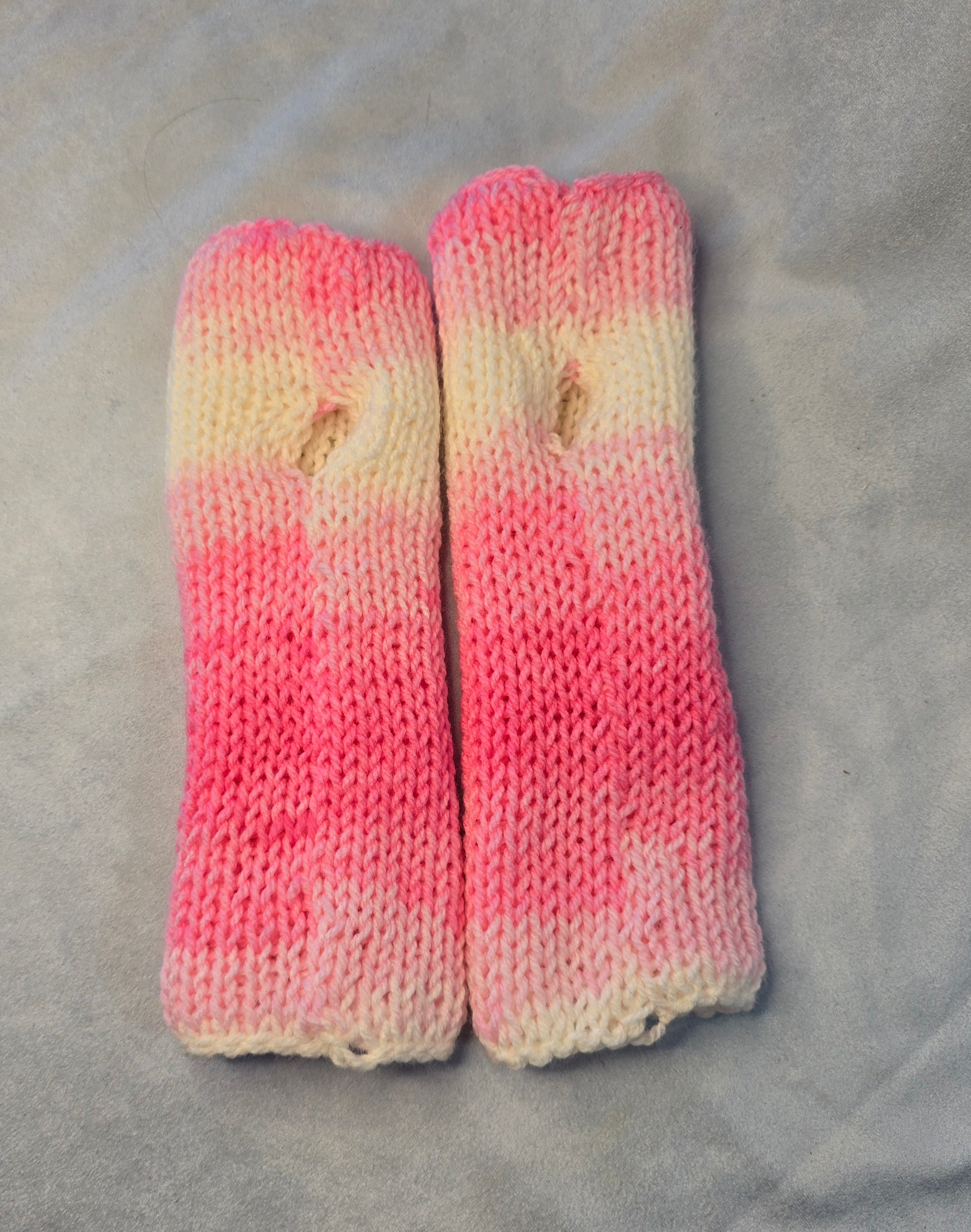Fingerless Gloves Pink & White
