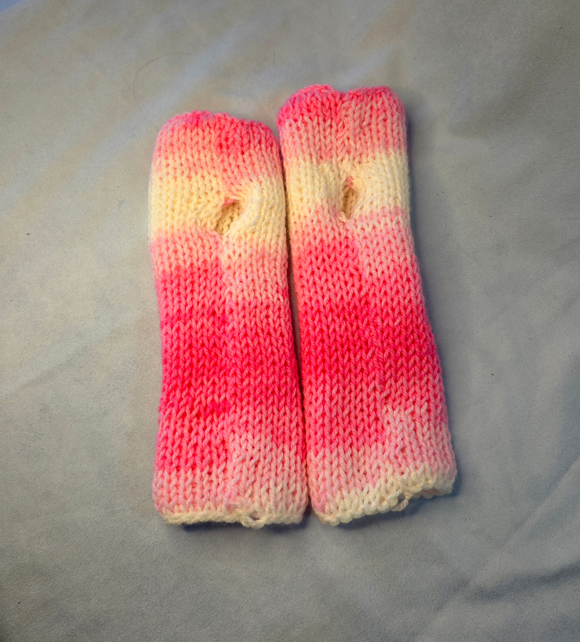 Fingerless Gloves Pink & White