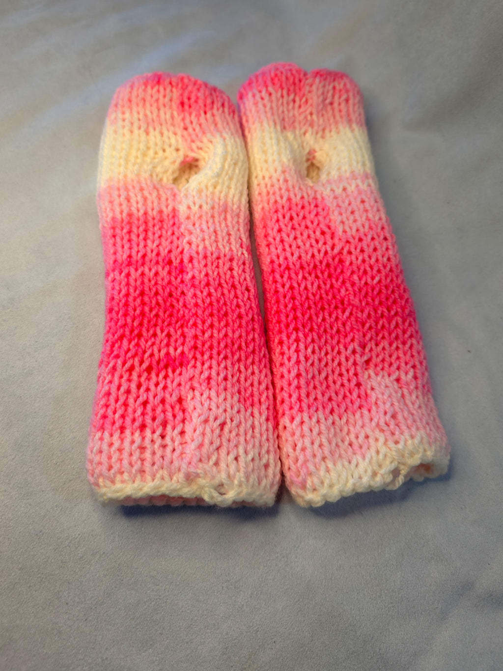 Fingerless Gloves Pink & White