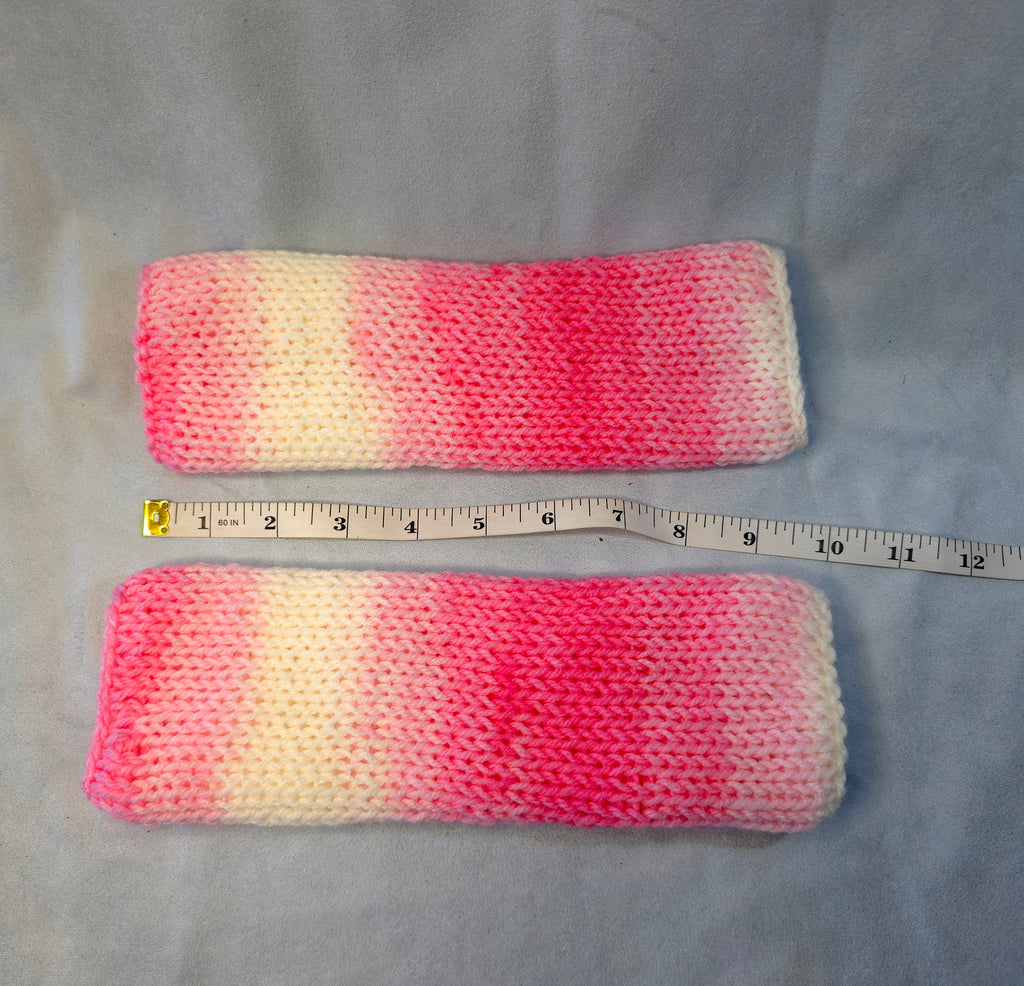 Fingerless Gloves Pink & White