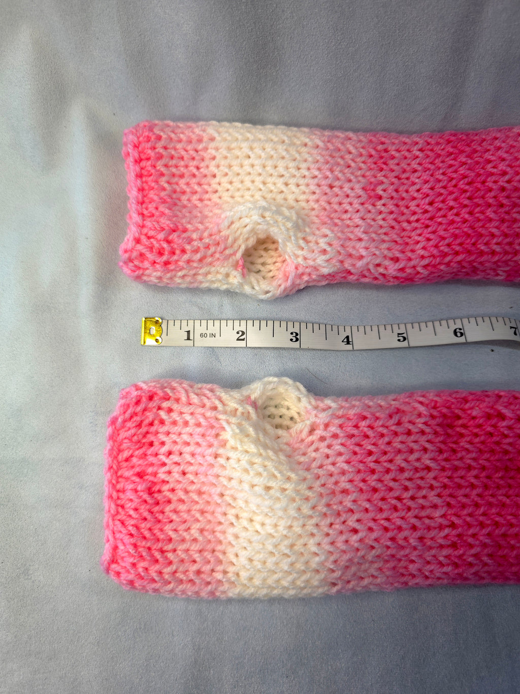 Fingerless Gloves Pink & White