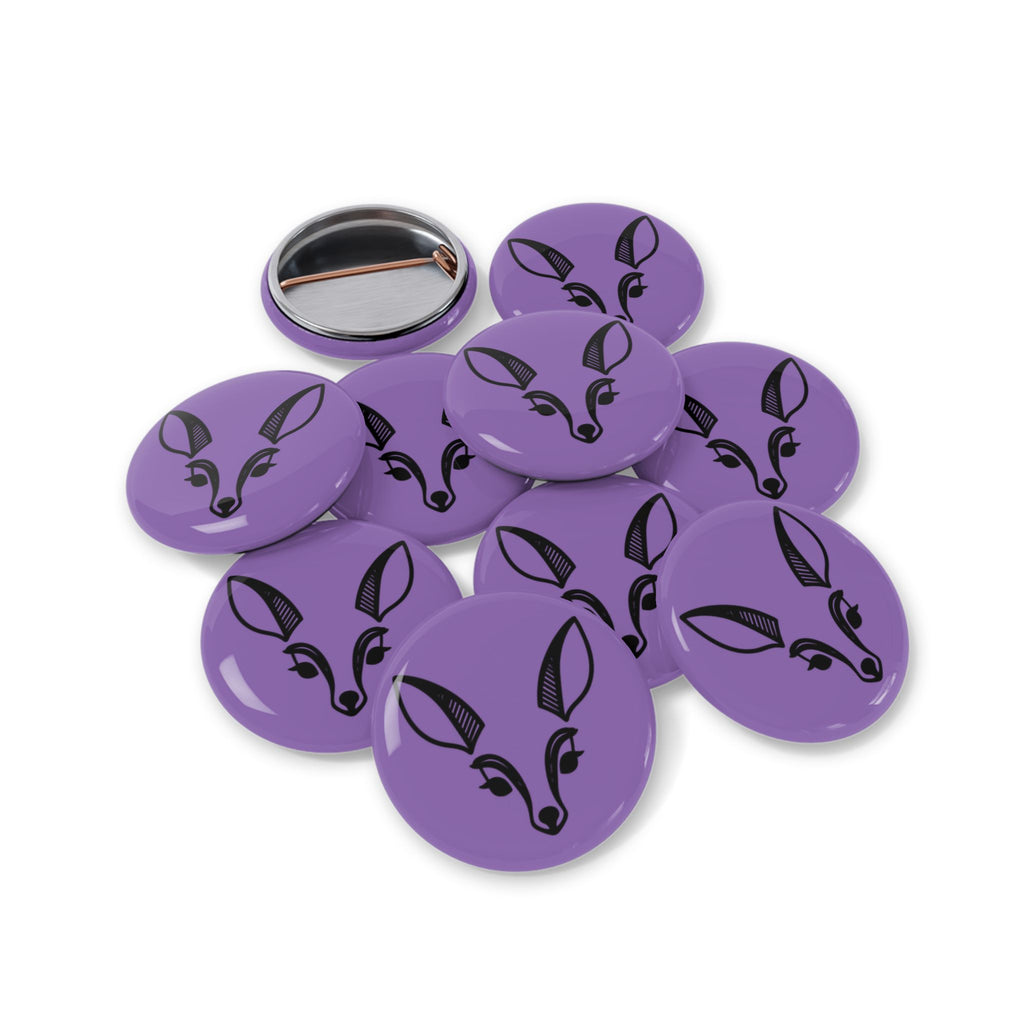 Deer Face Round Pin — Purple Enamel Animal Lapel Button