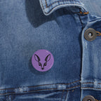 Deer Face Round Pin — Purple Enamel Animal Lapel Button