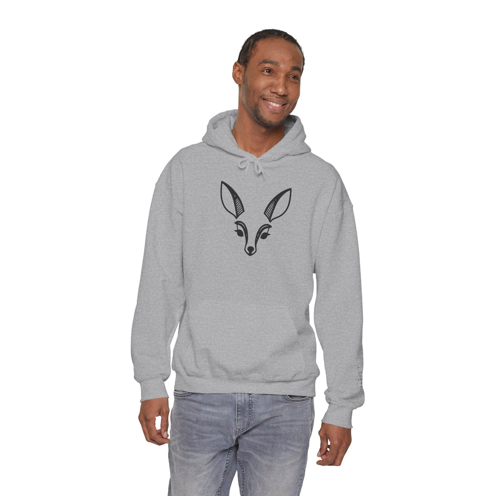 Minimal Deer Face Hoodie — Botanical Line Art Sweatshirt
