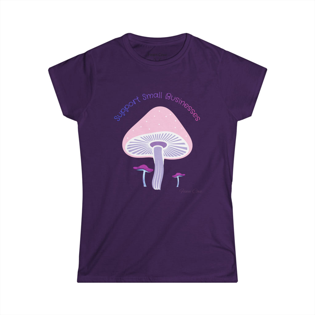 Mushroom Love Tee — "Support Small Businesses" Pastel Graphic Women's T-Shirt