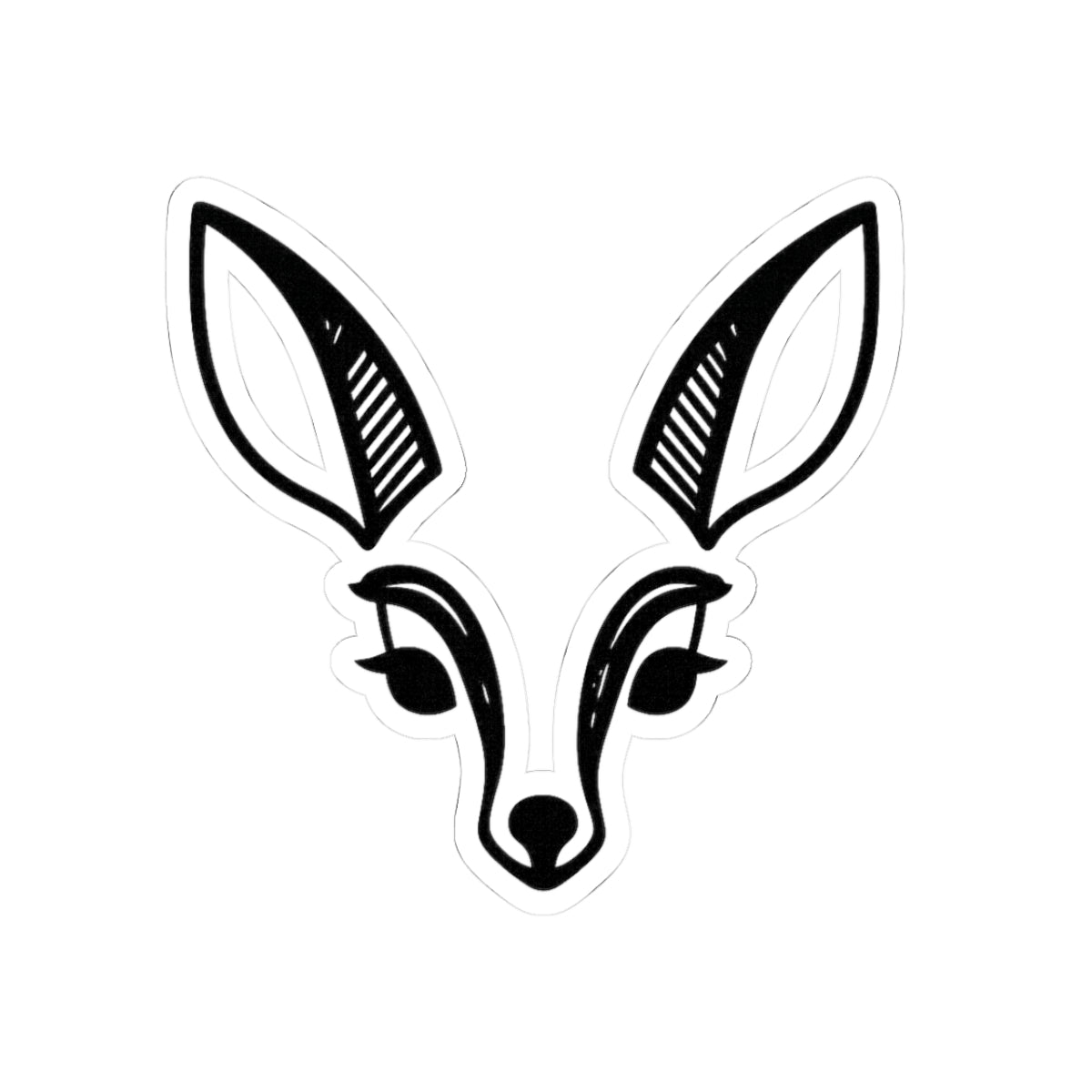 Minimal Black & White Fawn Head Kiss-Cut Sticker — Cute Deer Laptop Decal