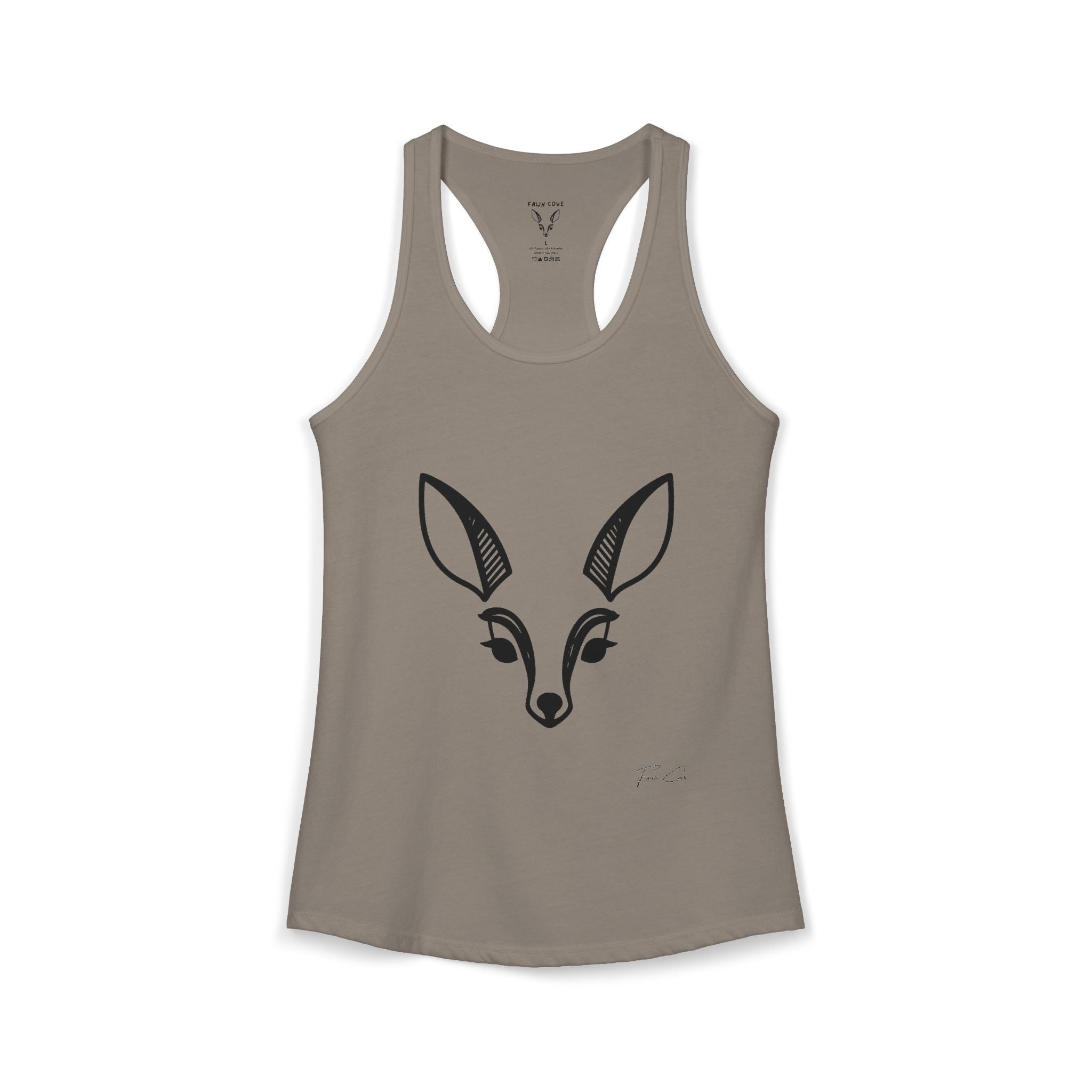 Deer Face Women's Racerback Tank — Nature-Inspired Casual Tank Top