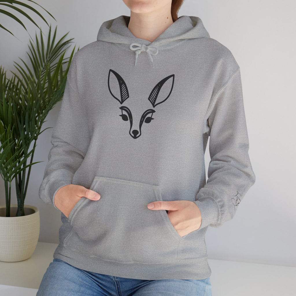 Minimal Deer Face Hoodie — Botanical Line Art Sweatshirt