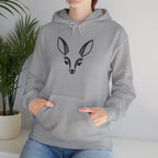 Minimal Deer Face Hoodie — Botanical Line Art Sweatshirt