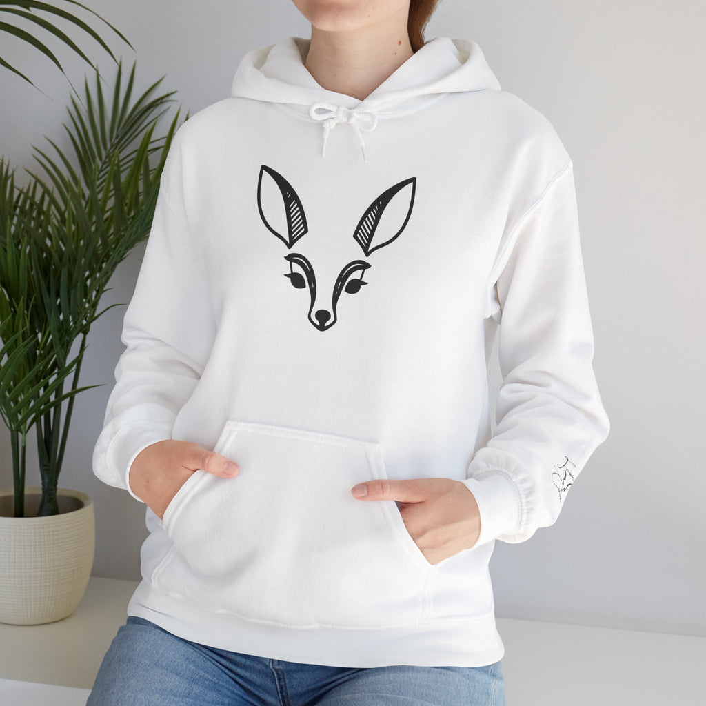 Minimal Deer Face Hoodie — Botanical Line Art Sweatshirt