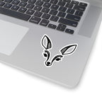Minimal Black & White Fawn Head Kiss-Cut Sticker — Cute Deer Laptop Decal