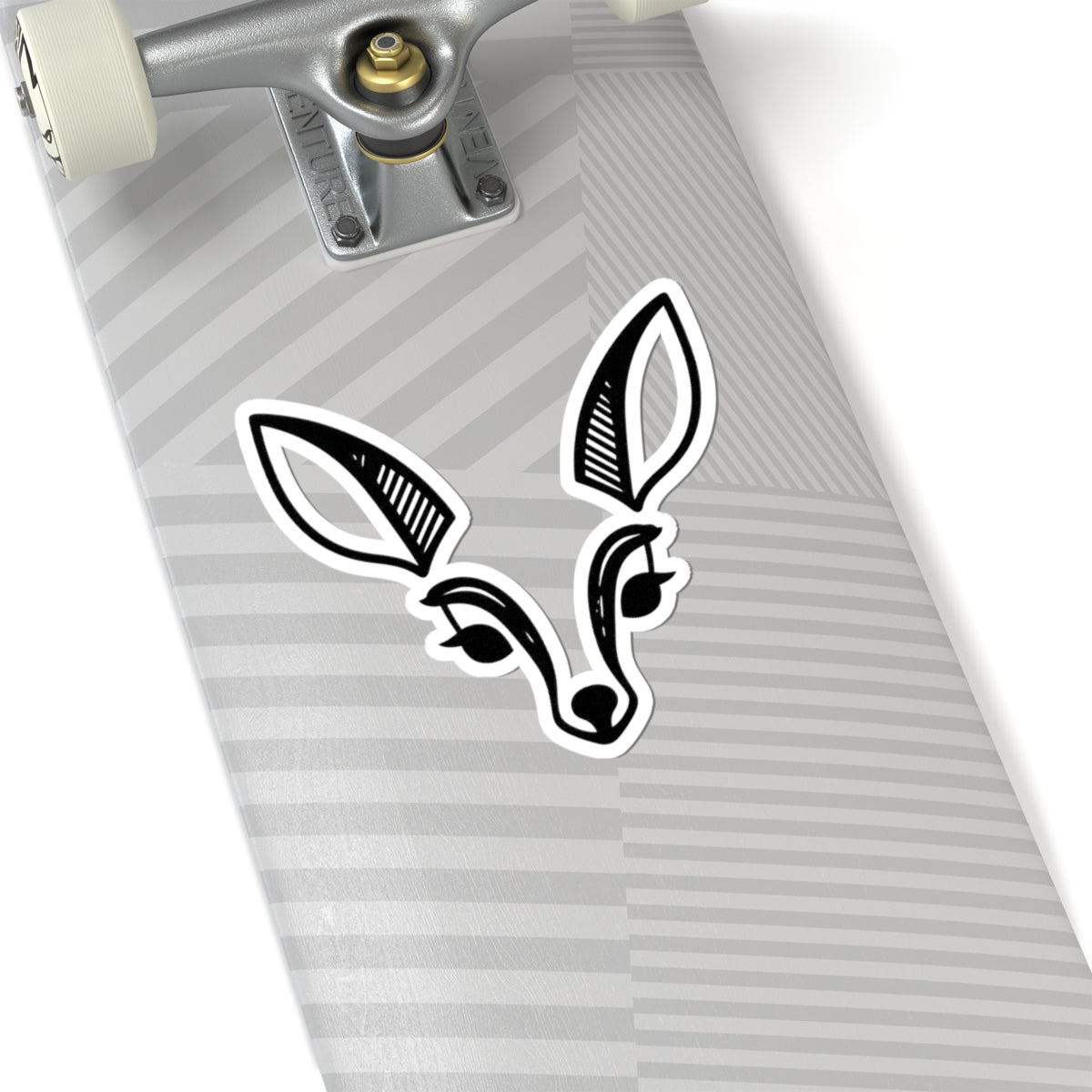 Minimal Black & White Fawn Head Kiss-Cut Sticker — Cute Deer Laptop Decal