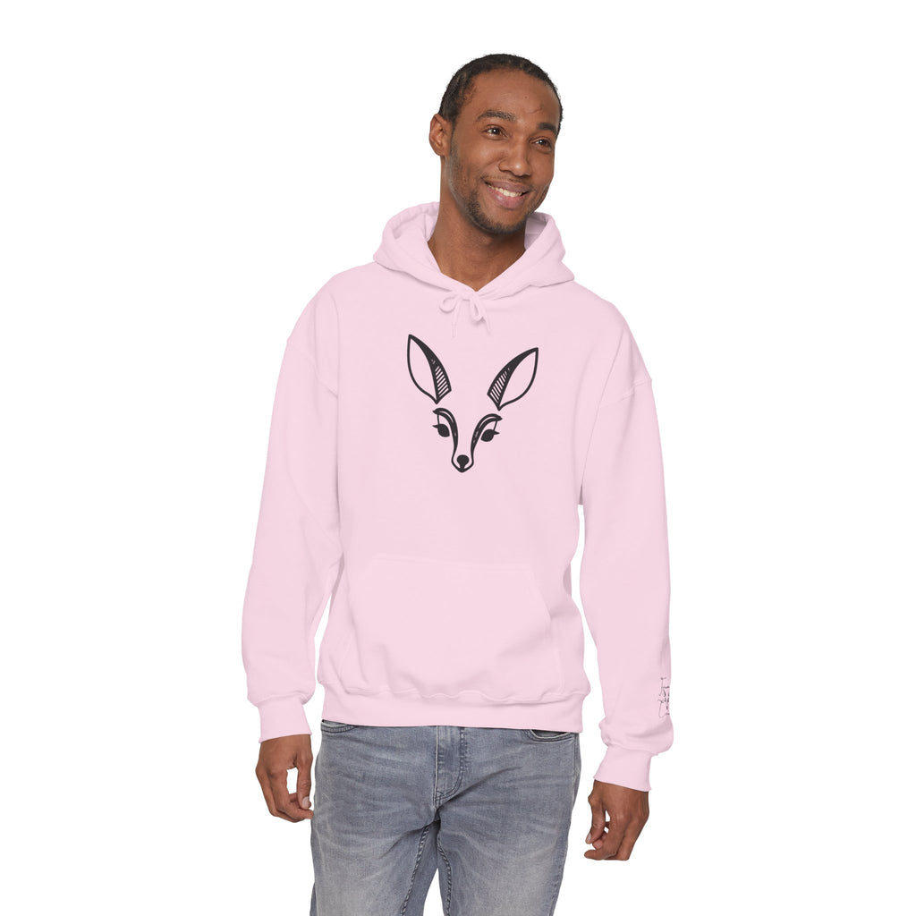 Minimal Deer Face Hoodie — Botanical Line Art Sweatshirt