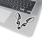 Minimal Black & White Fawn Head Kiss-Cut Sticker — Cute Deer Laptop Decal