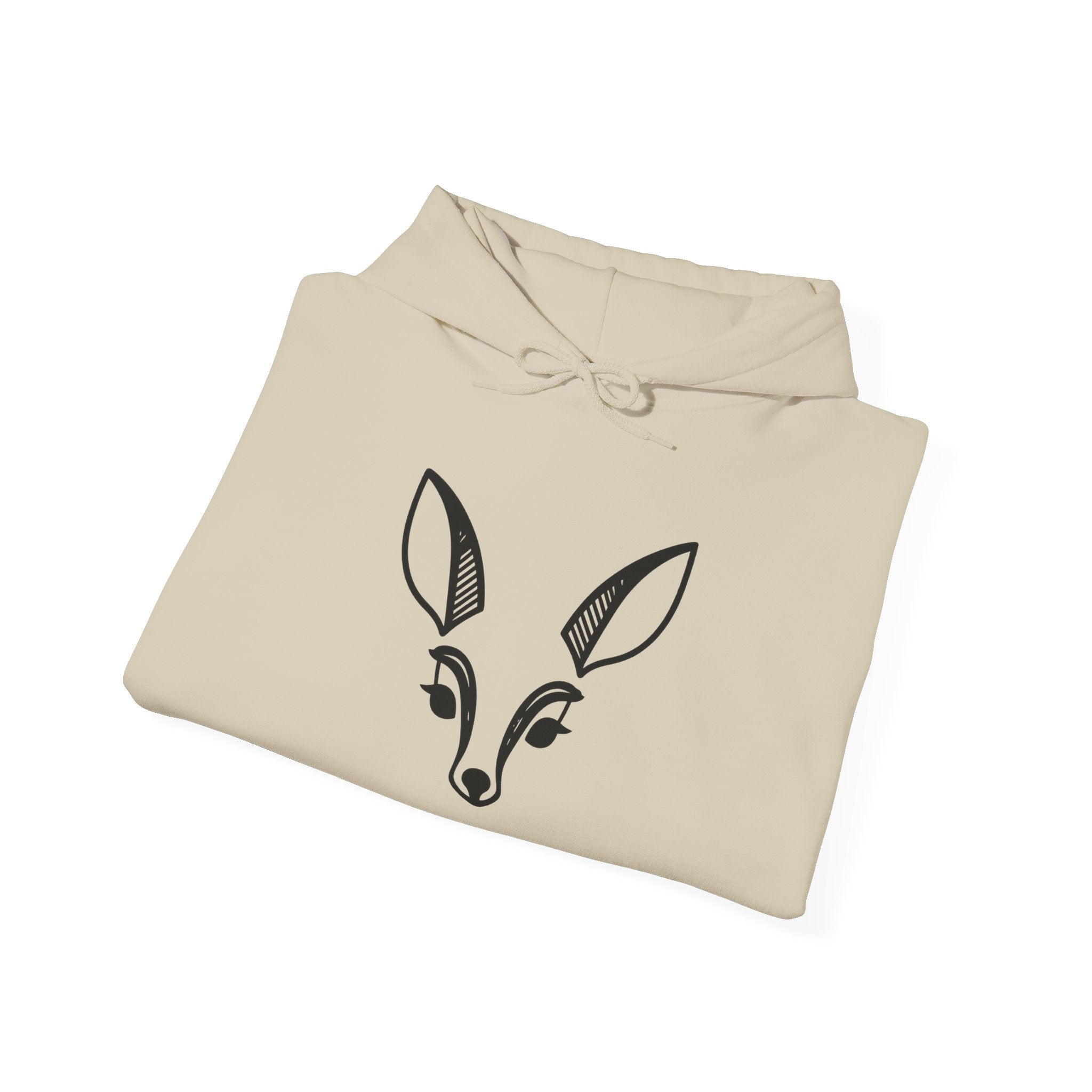 Minimal Deer Face Hoodie — Botanical Line Art Sweatshirt