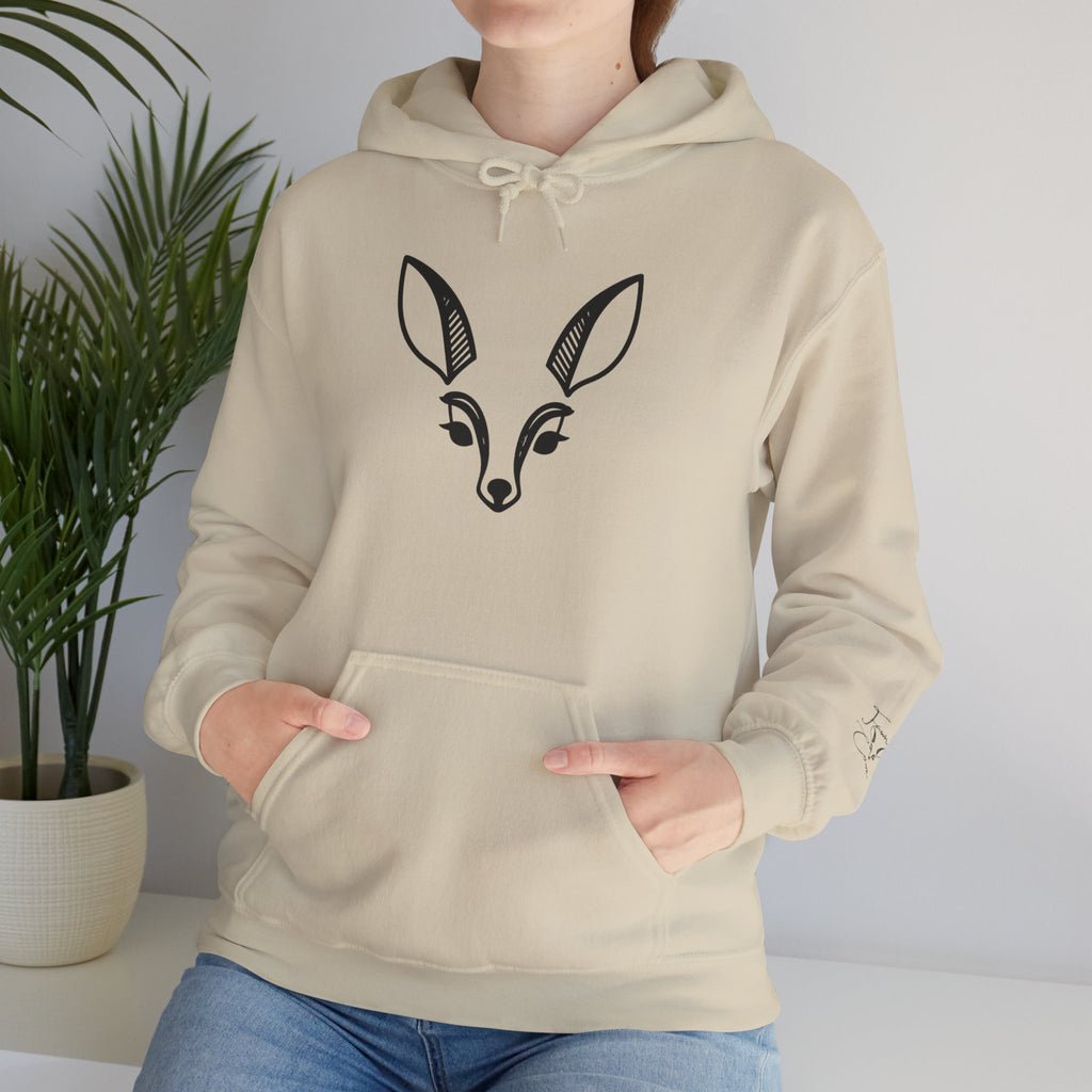 Minimal Deer Face Hoodie — Botanical Line Art Sweatshirt