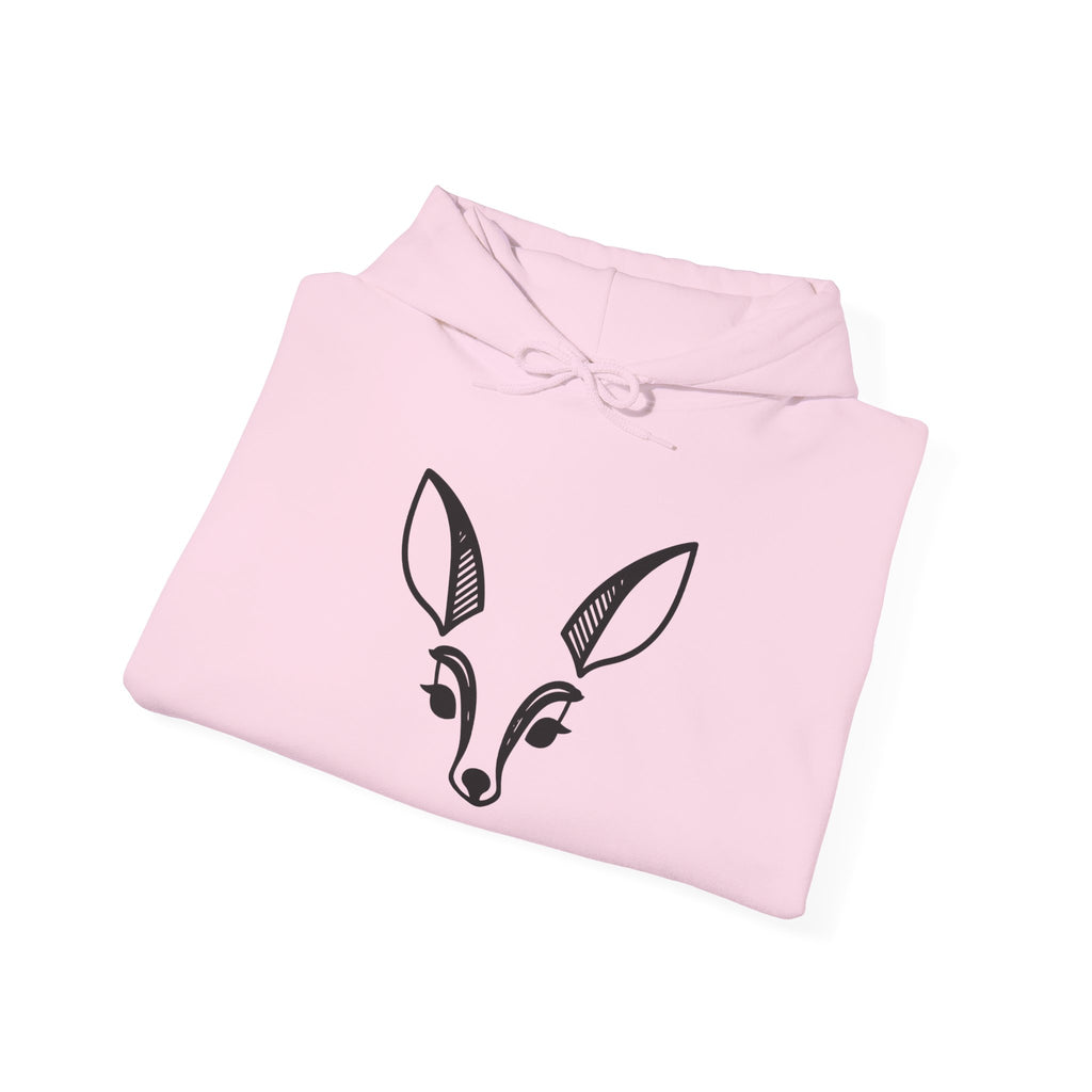 Minimal Deer Face Hoodie — Botanical Line Art Sweatshirt