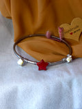 Handmade bangle bracelet with red star