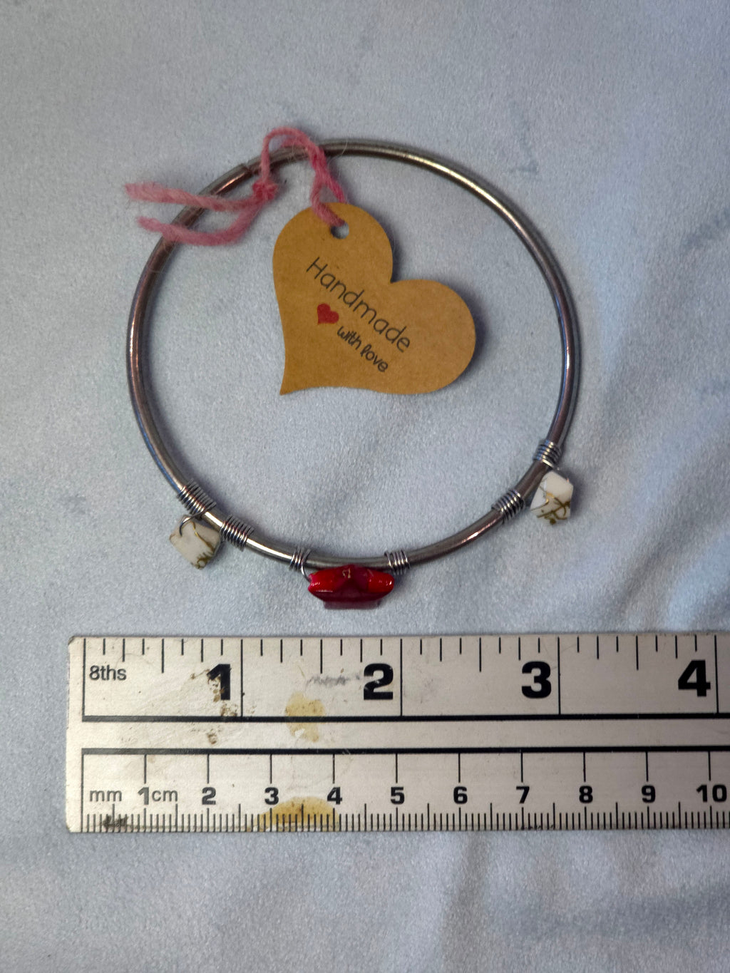 Handmade bangle bracelet with red star