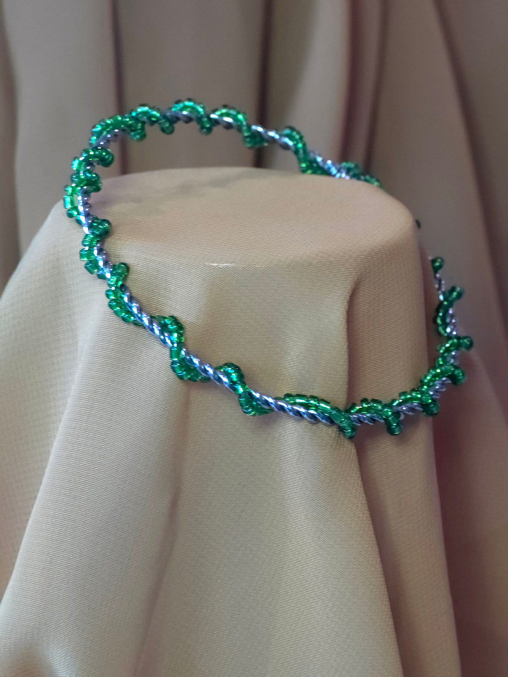 Green Beaded Bangle Bracelet