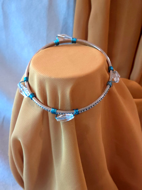 Bead and Wire wrapped Bangle Bracelet