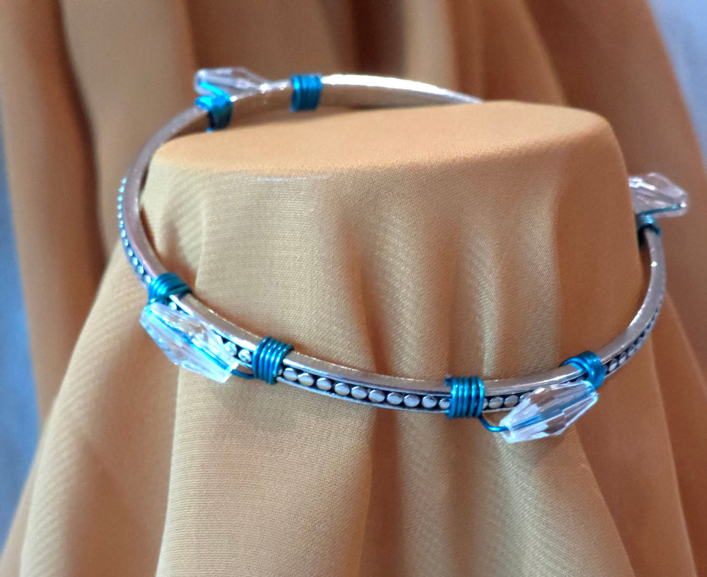 Bead and Wire wrapped Bangle Bracelet