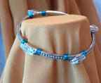 Bead and Wire wrapped Bangle Bracelet