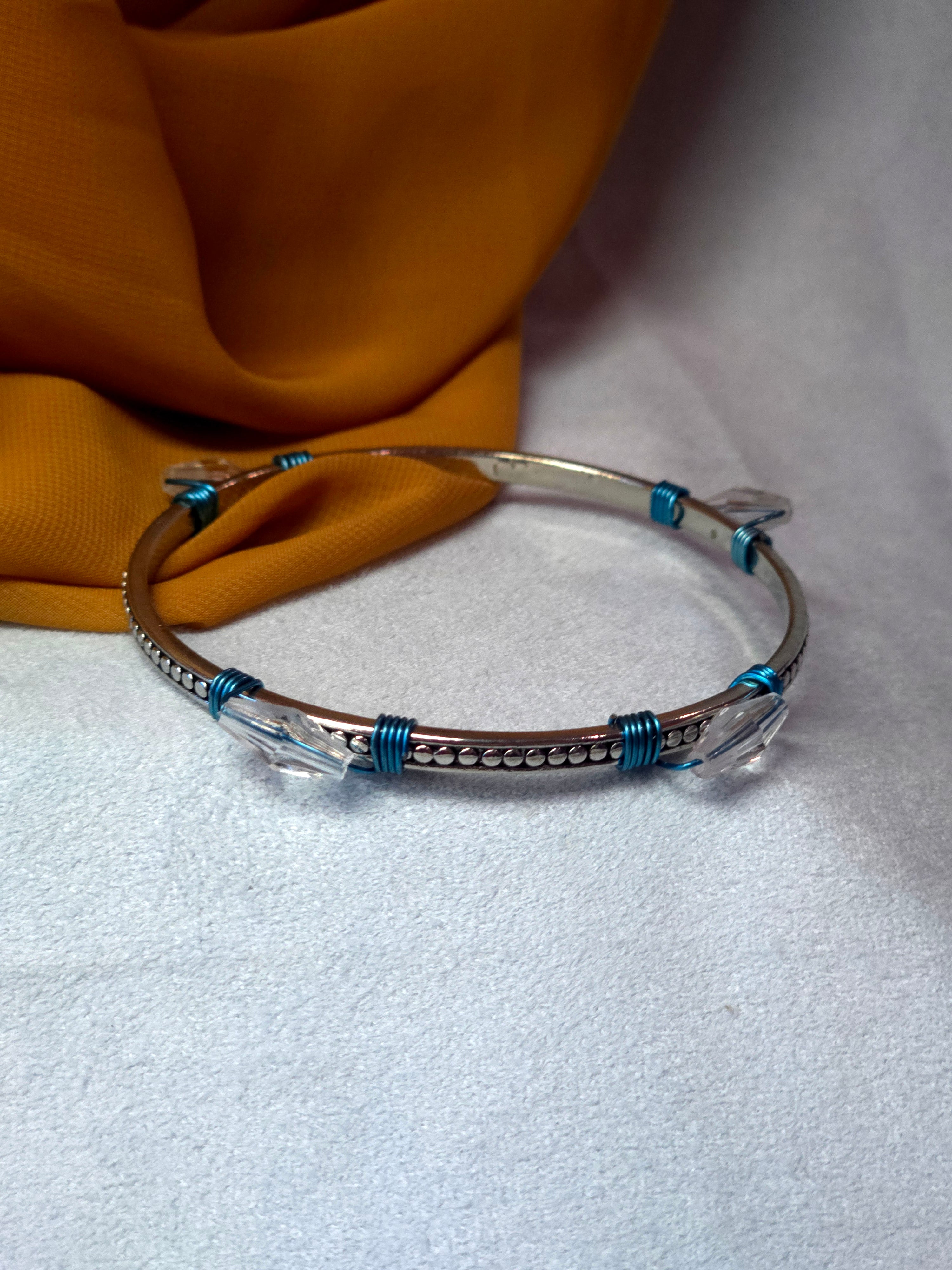 Bead and Wire wrapped Bangle Bracelet