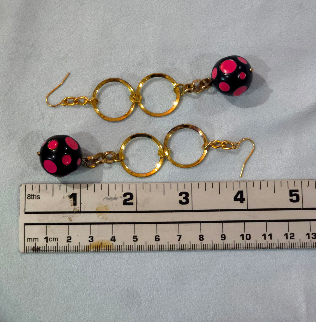 Retro dangle polka dot earrings