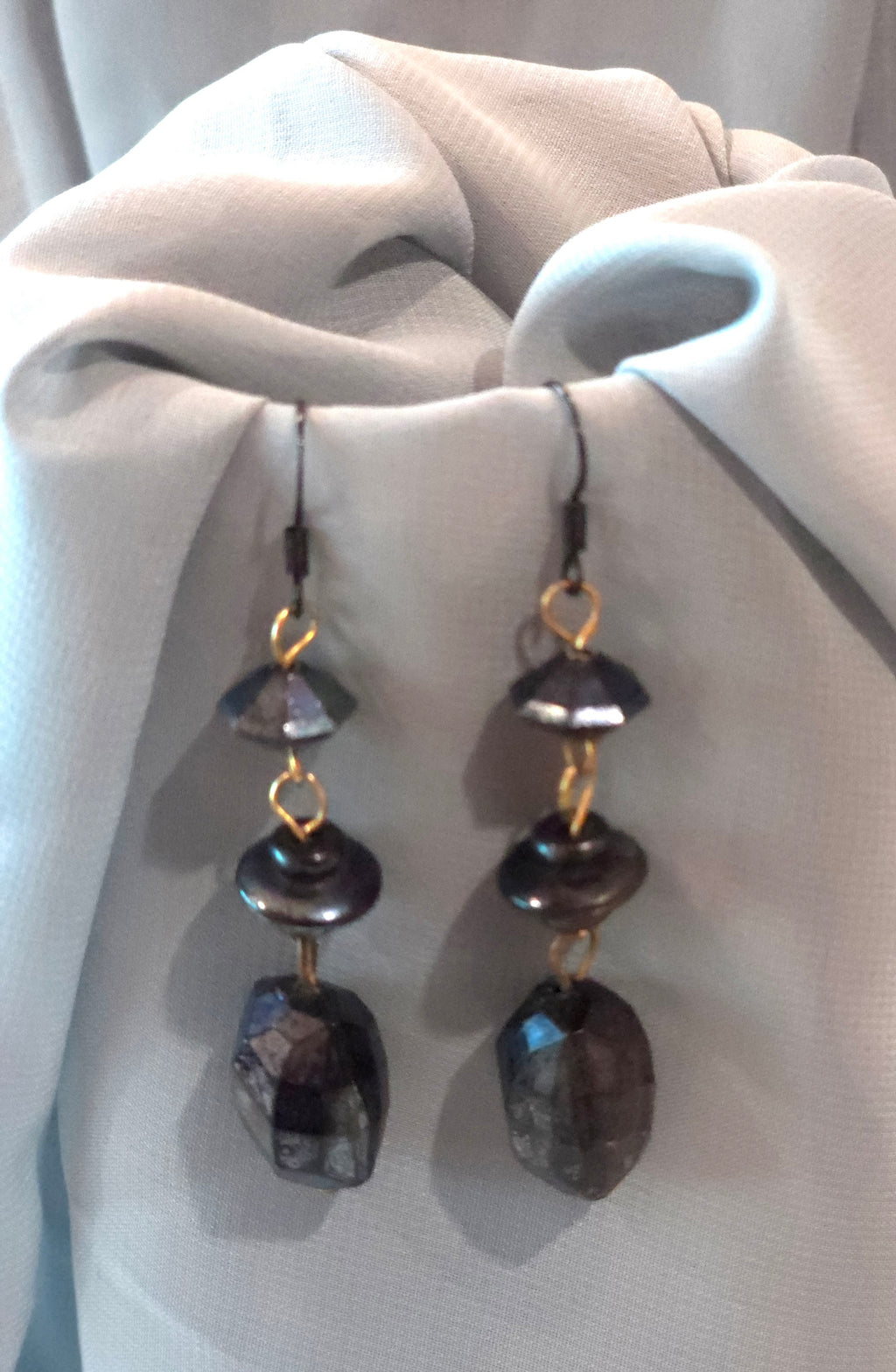 Black beaded drop earrings