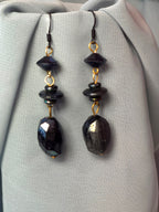 Black beaded drop earrings