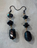 Black beaded drop earrings