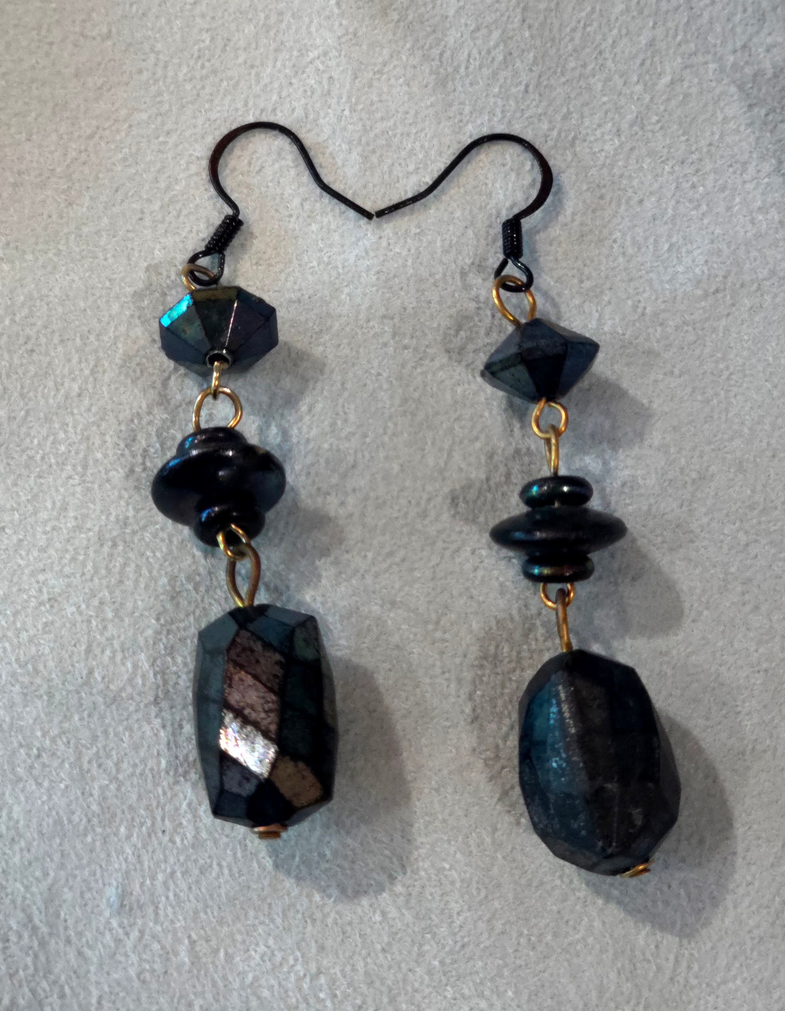 Black beaded drop earrings