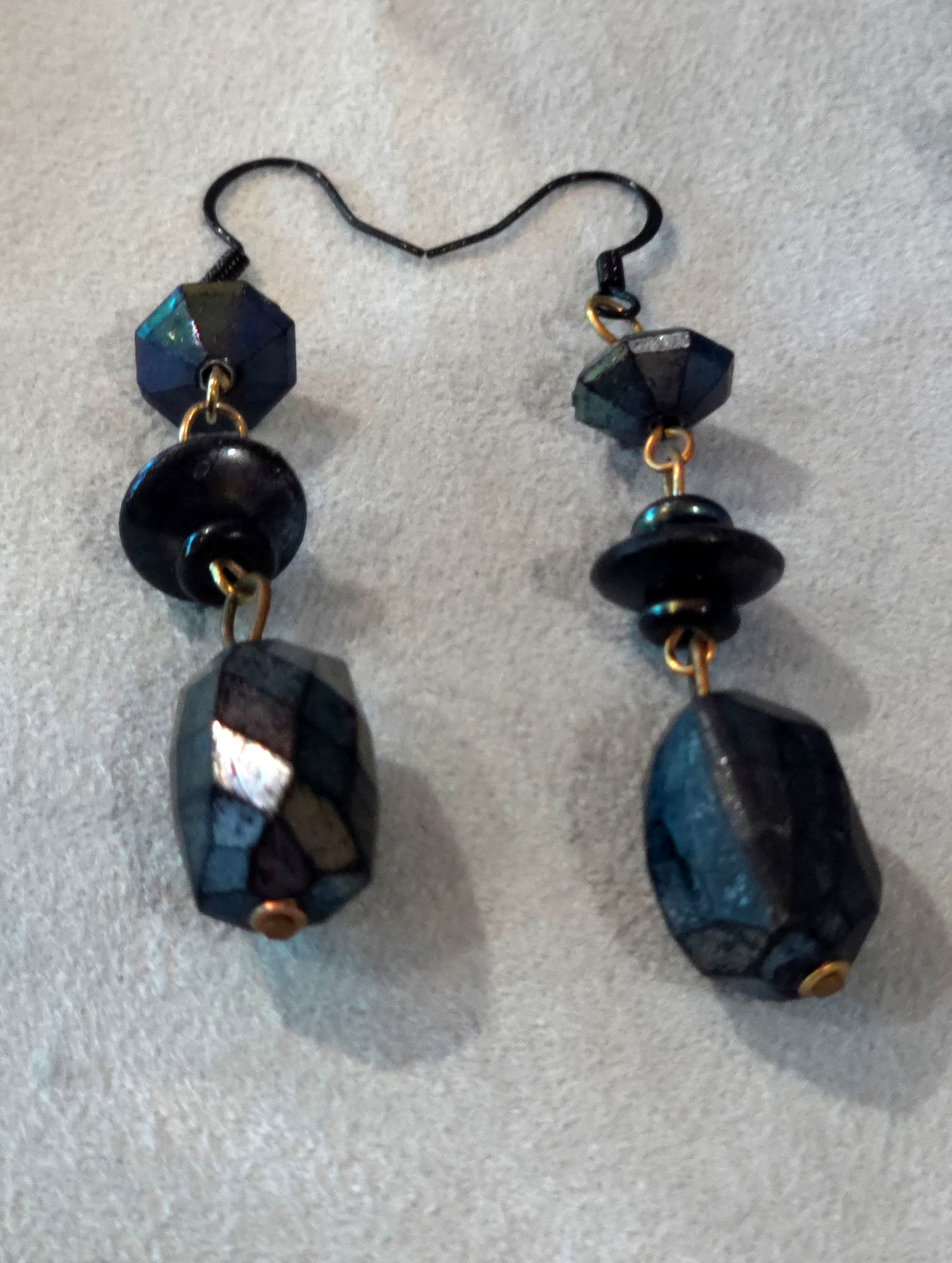 Black beaded drop earrings