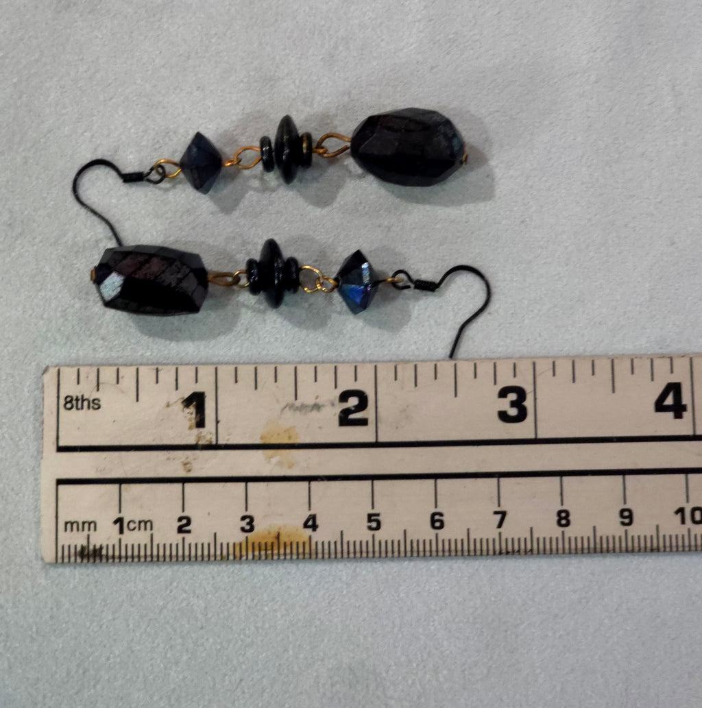 Black beaded drop earrings
