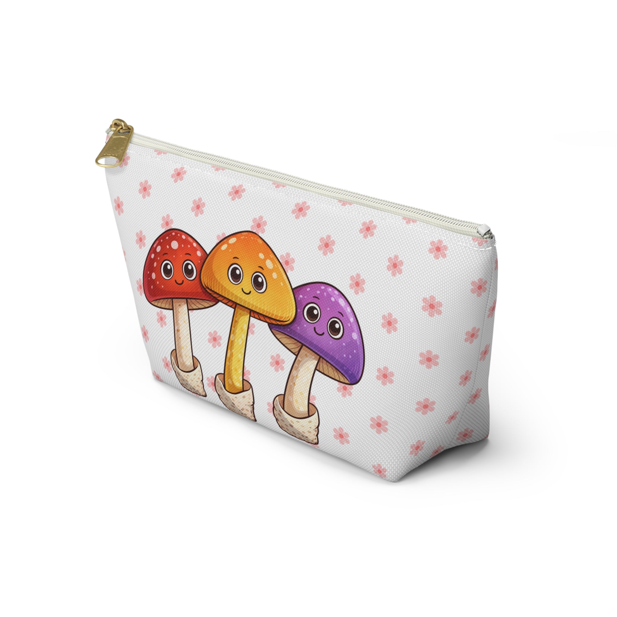 Cute Mushroom Accessory Pouch — “Support Small Businesses” T‑Bottom Cosmetic Bag