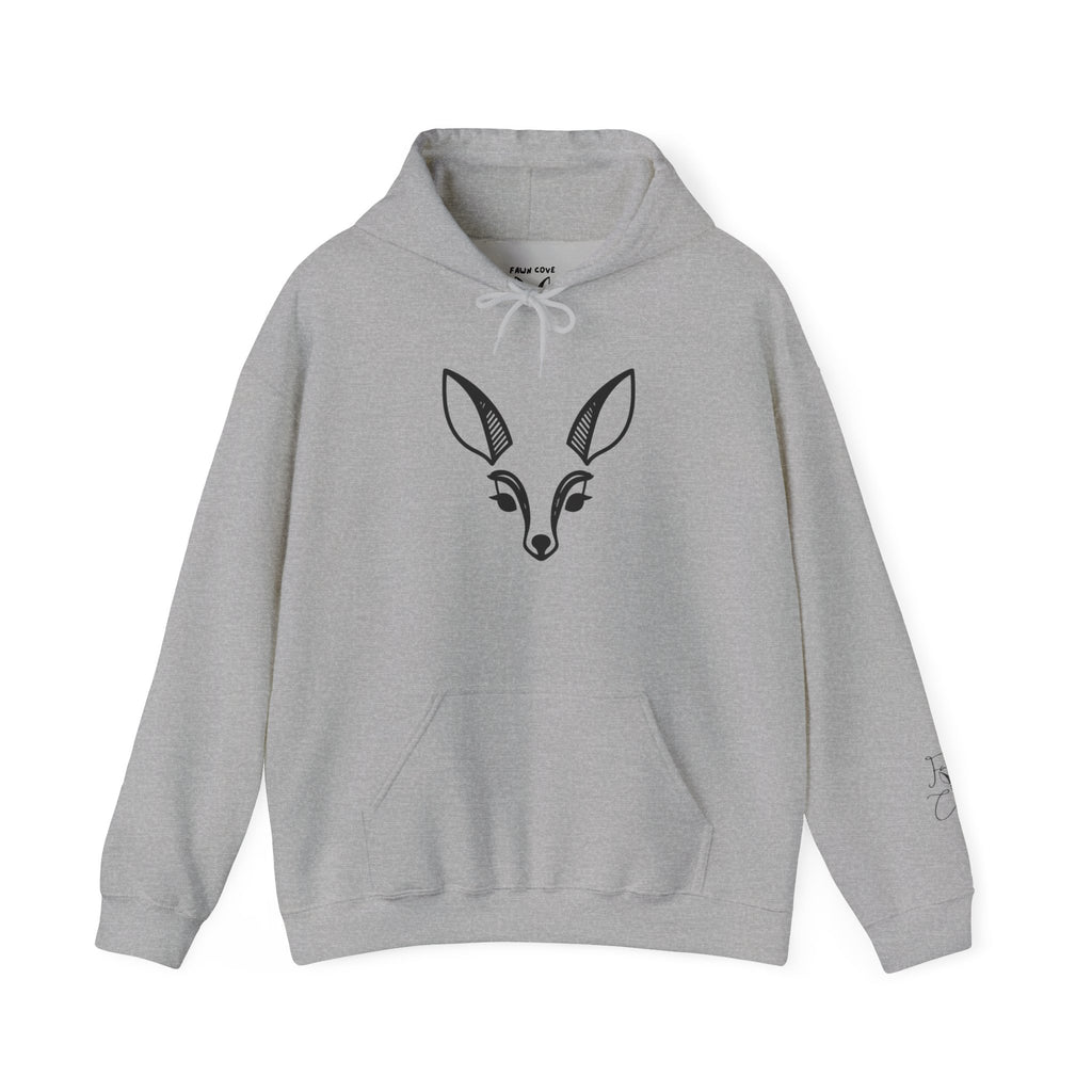 Minimal Deer Face Hoodie — Botanical Line Art Sweatshirt