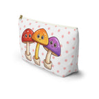Cute Mushroom Accessory Pouch — “Support Small Businesses” T‑Bottom Cosmetic Bag