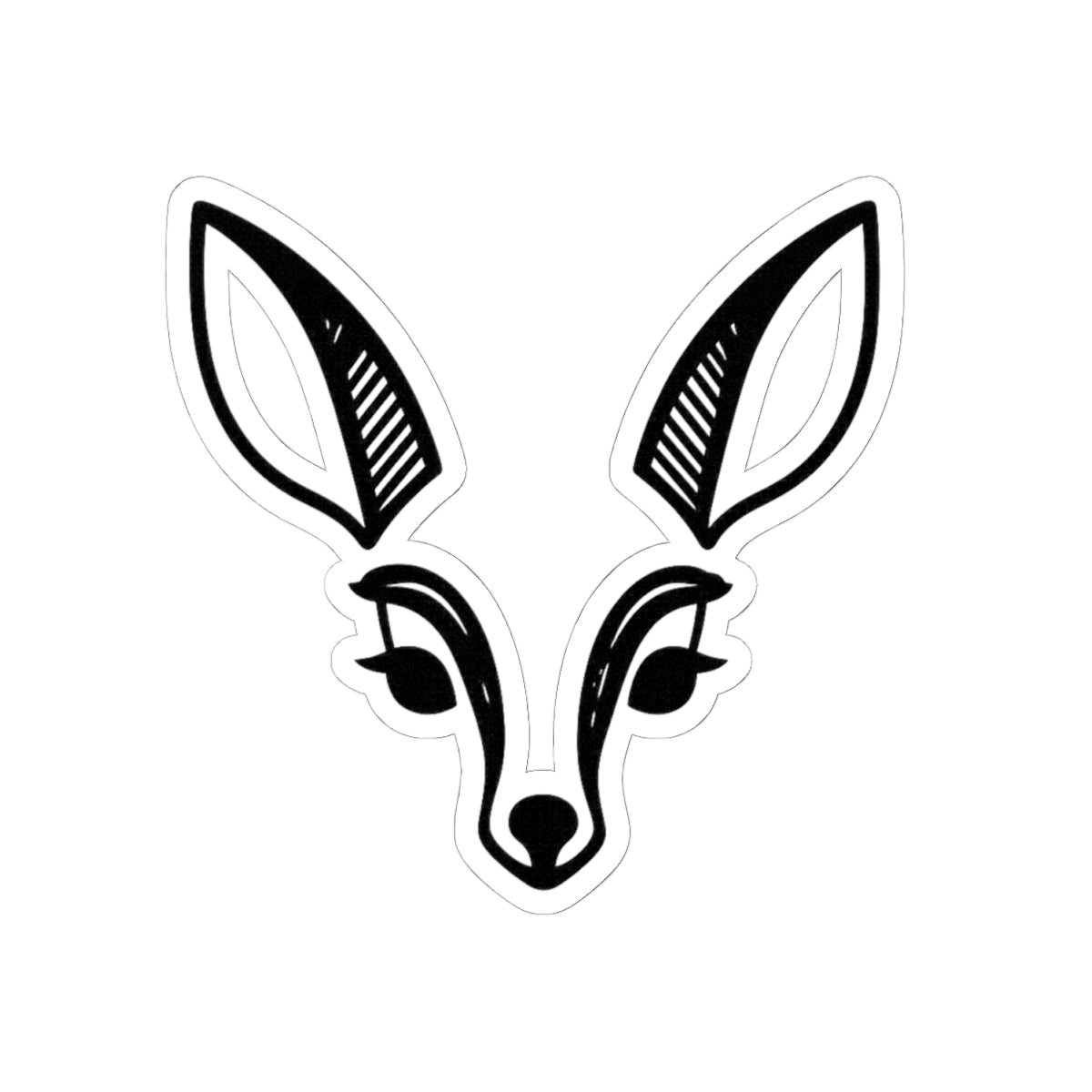 Minimal Black & White Fawn Head Kiss-Cut Sticker — Cute Deer Laptop Decal