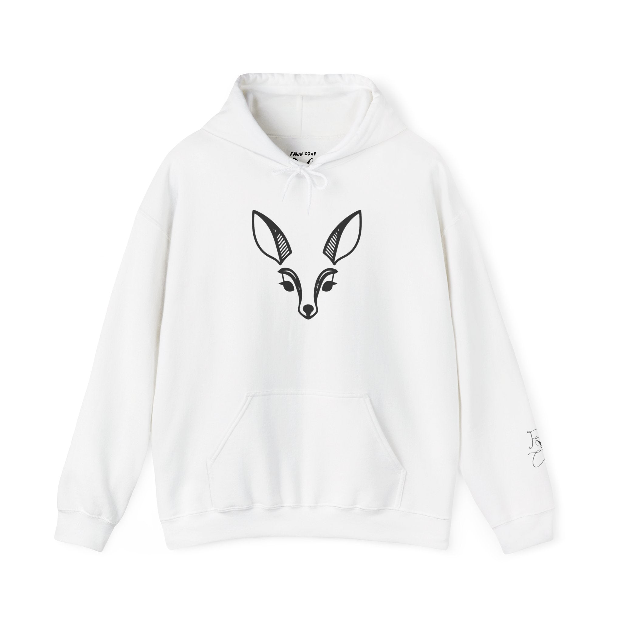 Minimal Deer Face Hoodie — Botanical Line Art Sweatshirt