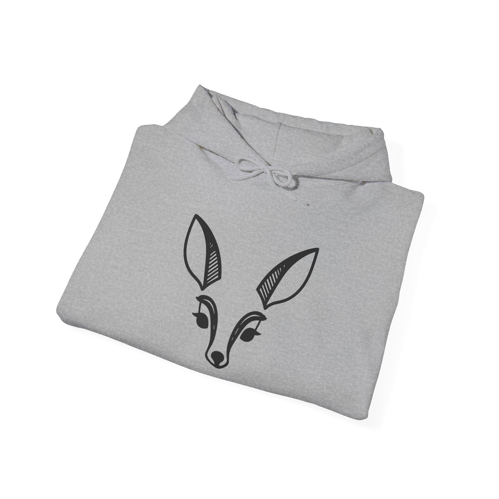 Minimal Deer Face Hoodie — Botanical Line Art Sweatshirt