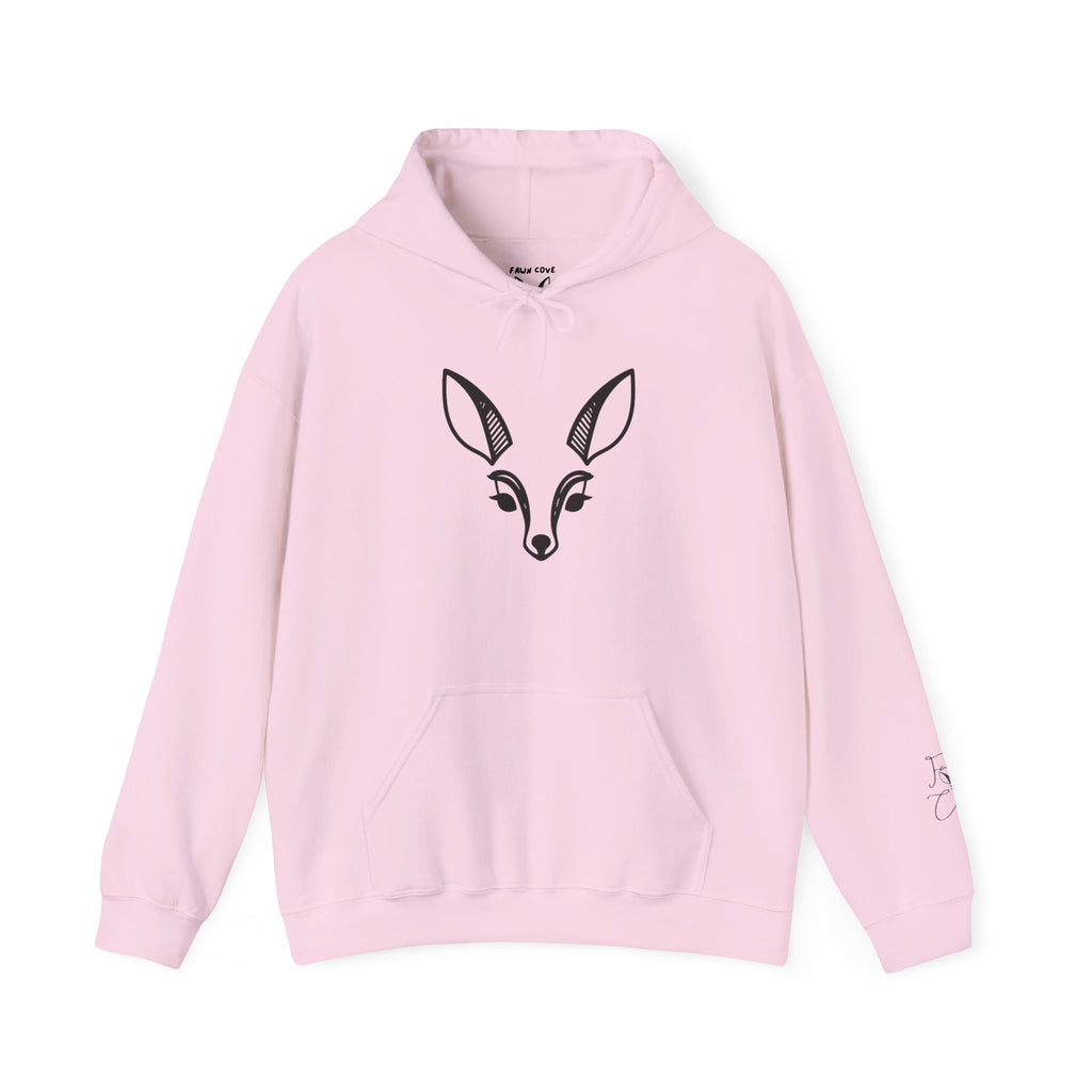 Minimal Deer Face Hoodie — Botanical Line Art Sweatshirt