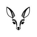 Minimal Black & White Fawn Head Kiss-Cut Sticker — Cute Deer Laptop Decal