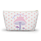 Cute Mushroom Accessory Pouch — “Support Small Businesses” T‑Bottom Cosmetic Bag